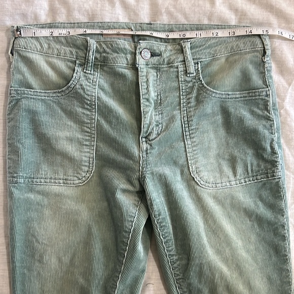 Anthropologie Pilcro The Icon Corduroy Flare Mid Rise Jeans Mint Green size 28 - Picture 6 of 9
